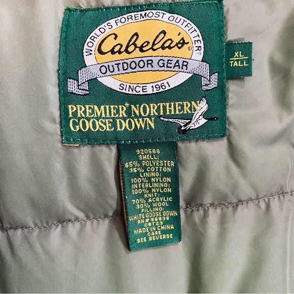 Vintage Cabela’s Green Goose Down Outdoor Vest Size Men’s Tall XL RN#56838 - Picture 6 of 11
